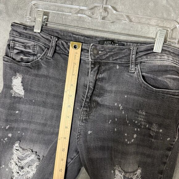 Judy Blue Jeans 13/31 Distressed Splatter Stretch Denim Black Gray Boyfriend - Picture 4 of 9